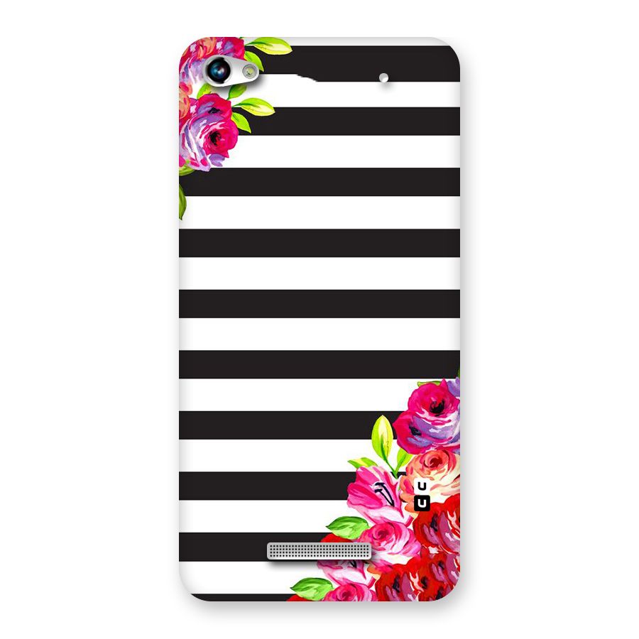Floral Stripes Back Case for Micromax Hue 2