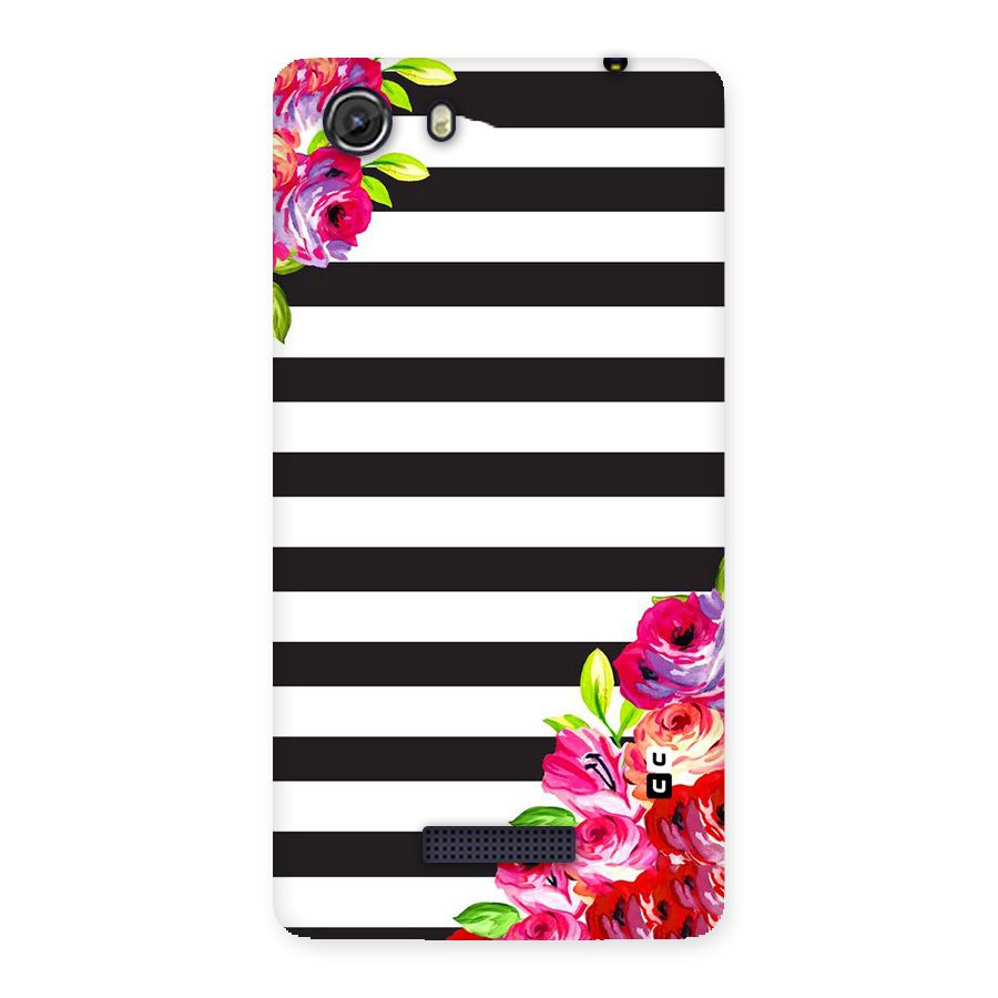 Floral Stripes Back Case for Micromax Unite 3
