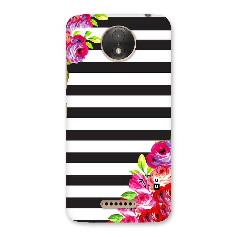 Floral Stripes Back Case for Moto C Plus