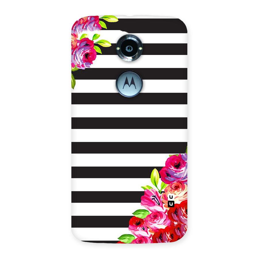 Floral Stripes Back Case for Moto X 2nd Gen