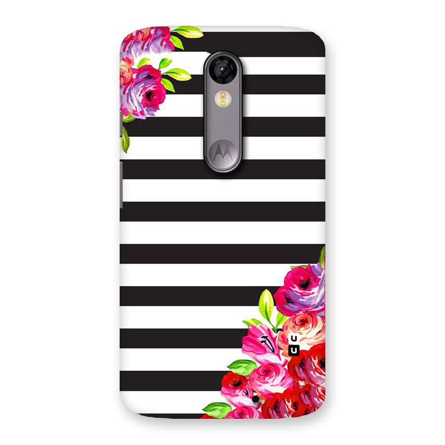 Floral Stripes Back Case for Moto X Force