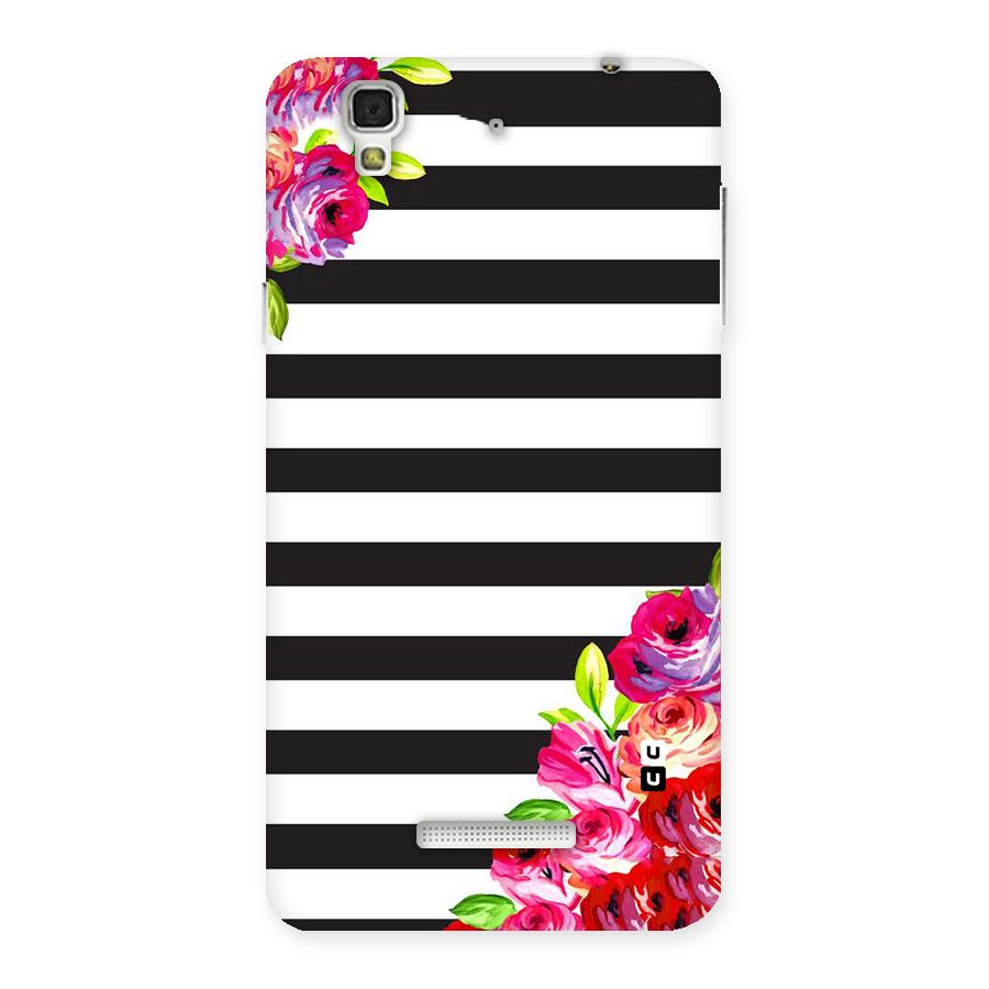 Floral Stripes Back Case for YU Yureka Plus