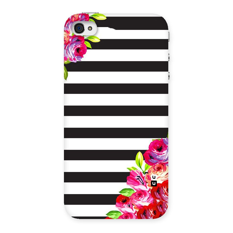 Floral Stripes Back Case for iPhone 4 4s