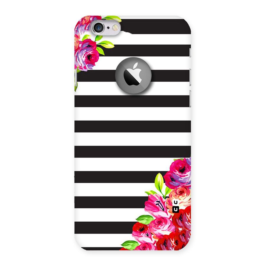Floral Stripes Back Case for iPhone 6 Logo Cut