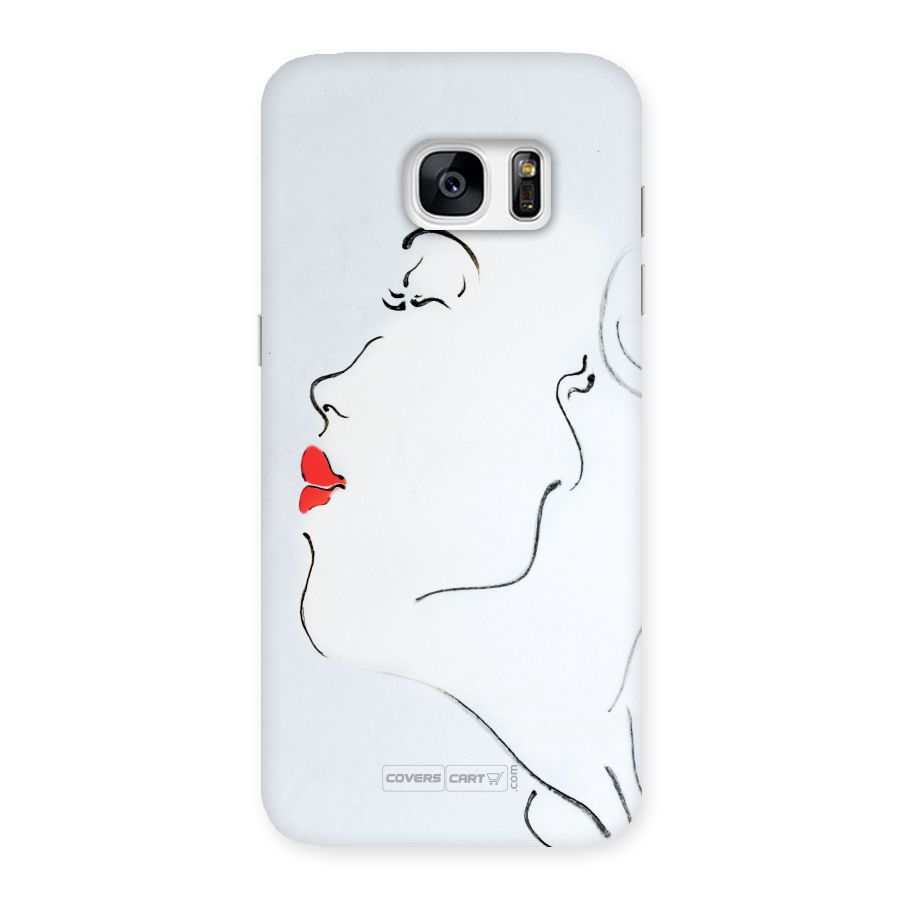 Girl in Red Lipstick Back Case Back Case for Galaxy S7 Edge