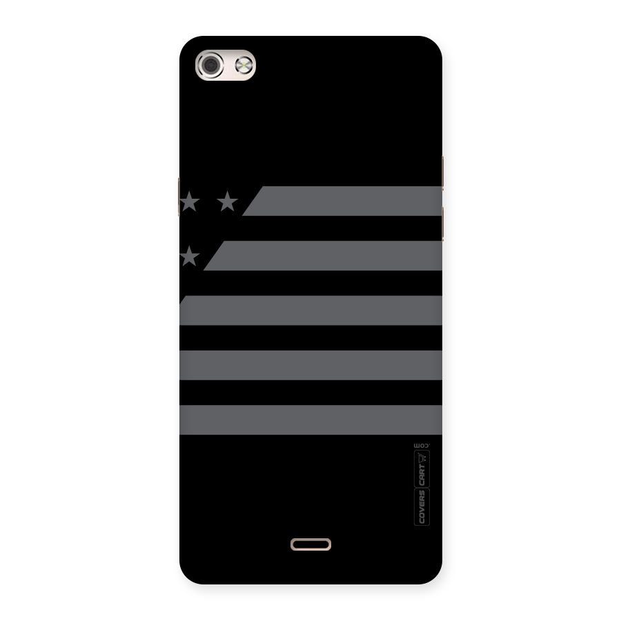 Grey Star Striped Pattern Back Case for Micromax Canvas Silver 5