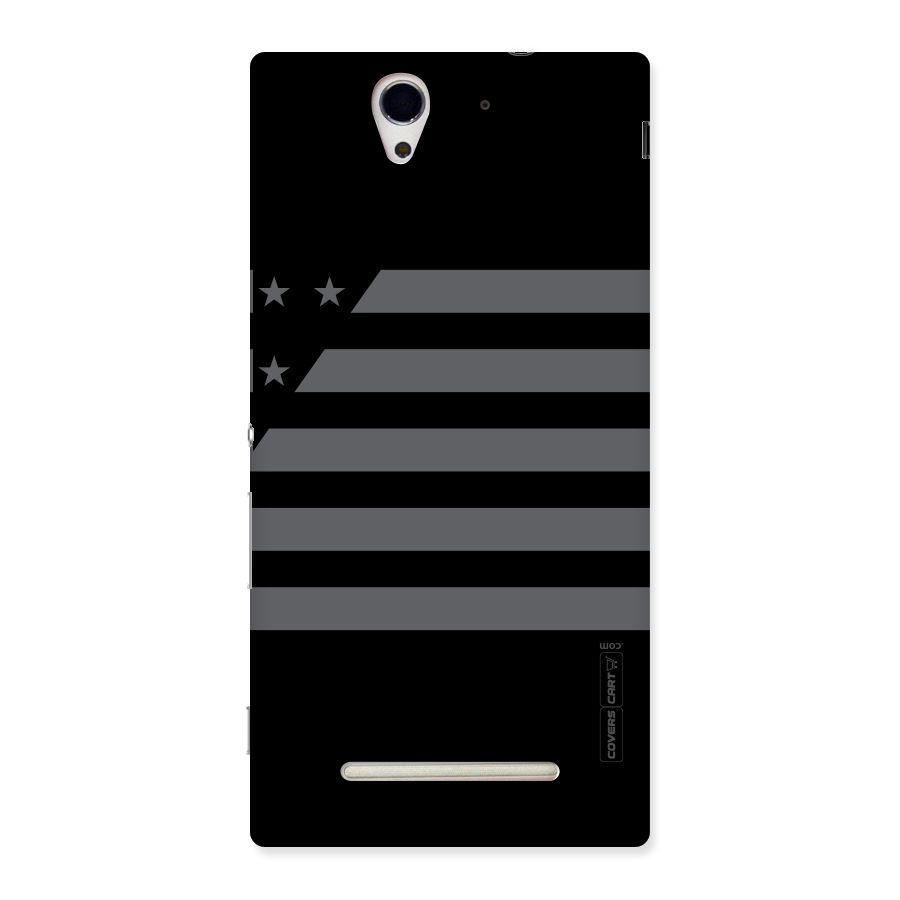 Grey Star Striped Pattern Back Case for Sony Xperia C3