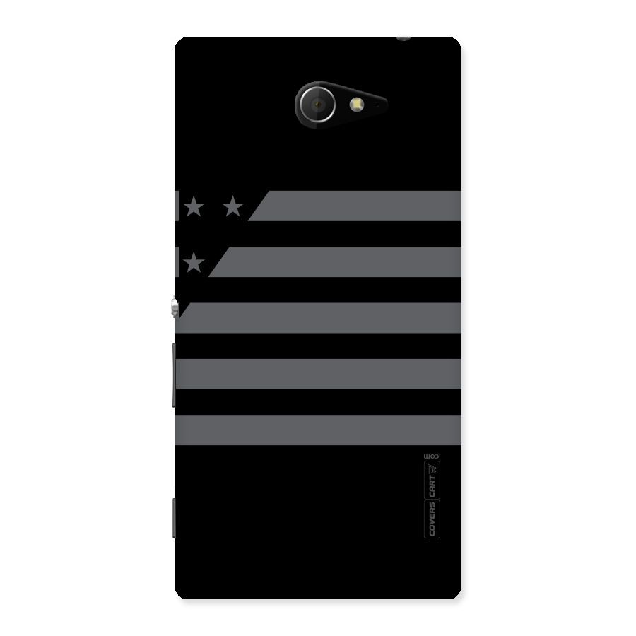Grey Star Striped Pattern Back Case for Sony Xperia M2