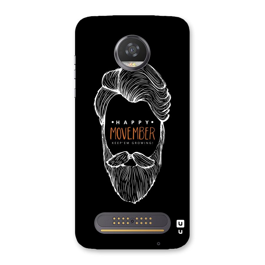 Happy Movember Black Back Case for Moto Z2 Play