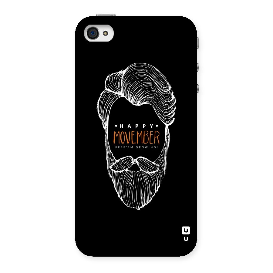 Happy Movember Black Back Case for iPhone 4 4s