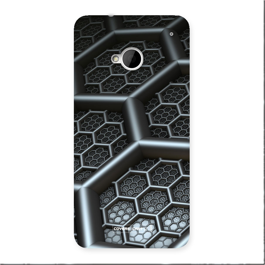 Hexa Black Abstract Back Case for HTC One M7