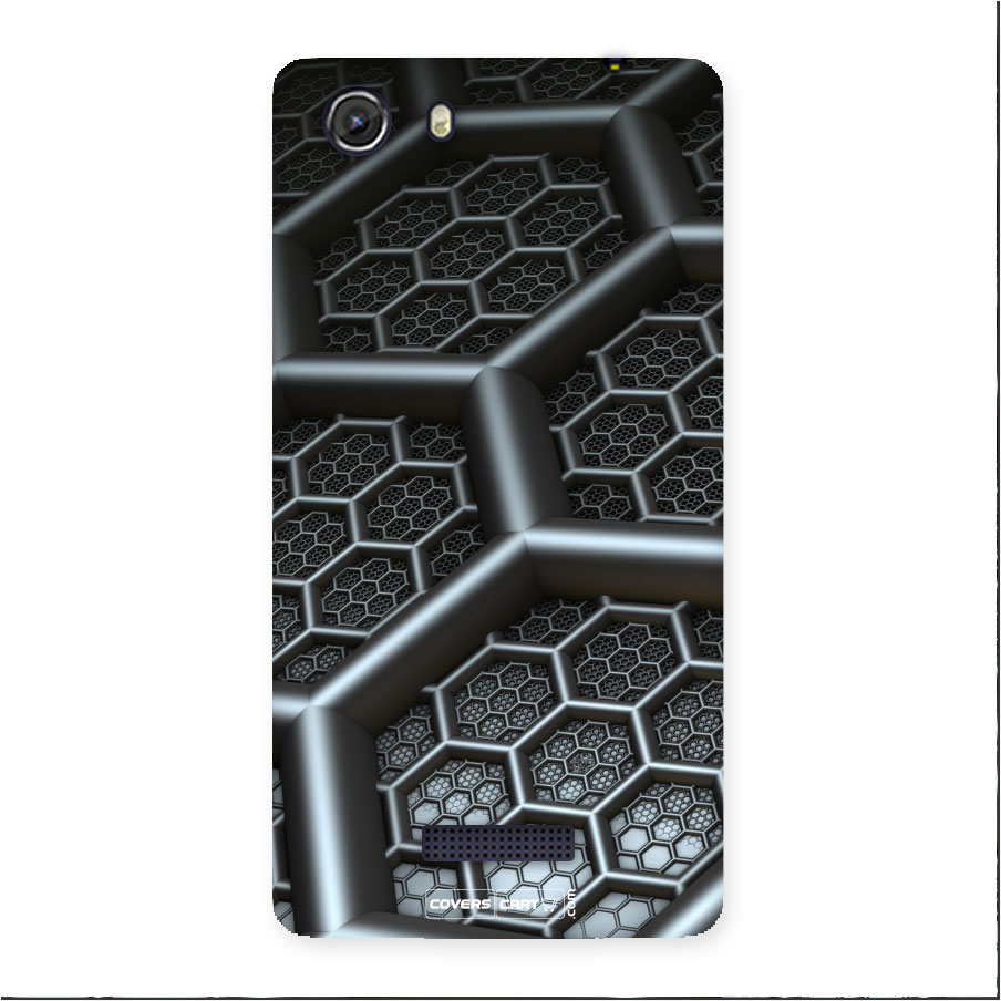 Hexa Black Abstract Back Case for Micromax Unite 3