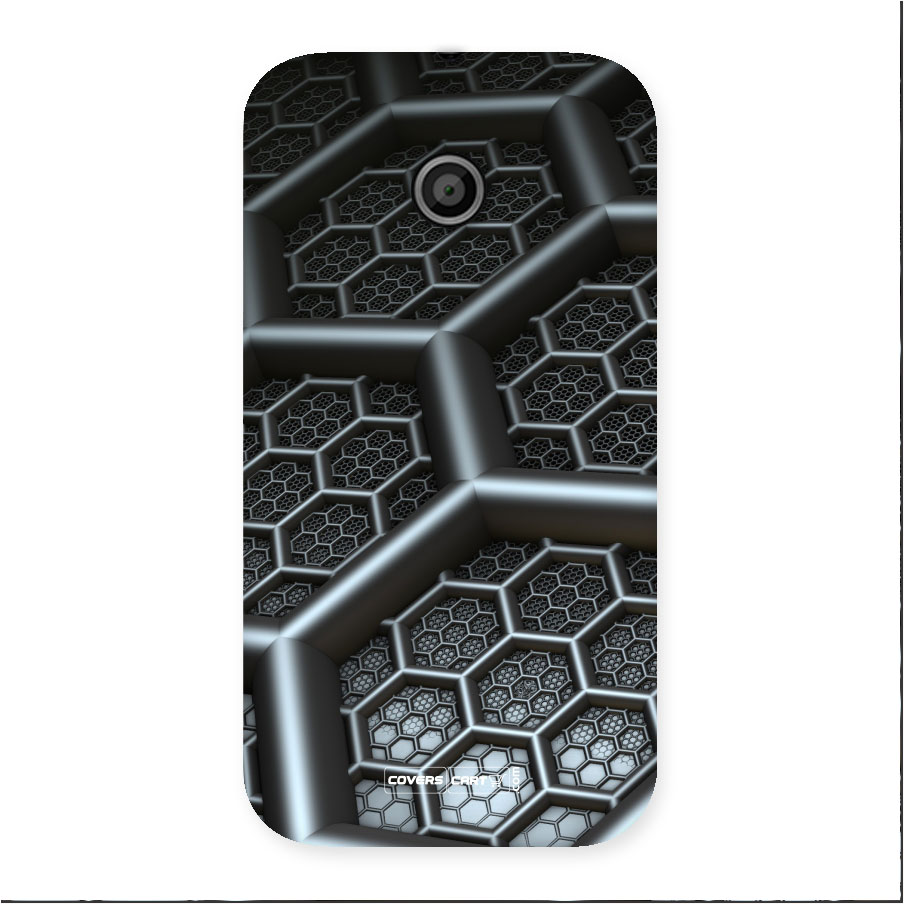 Hexa Black Abstract Back Case for Moto E