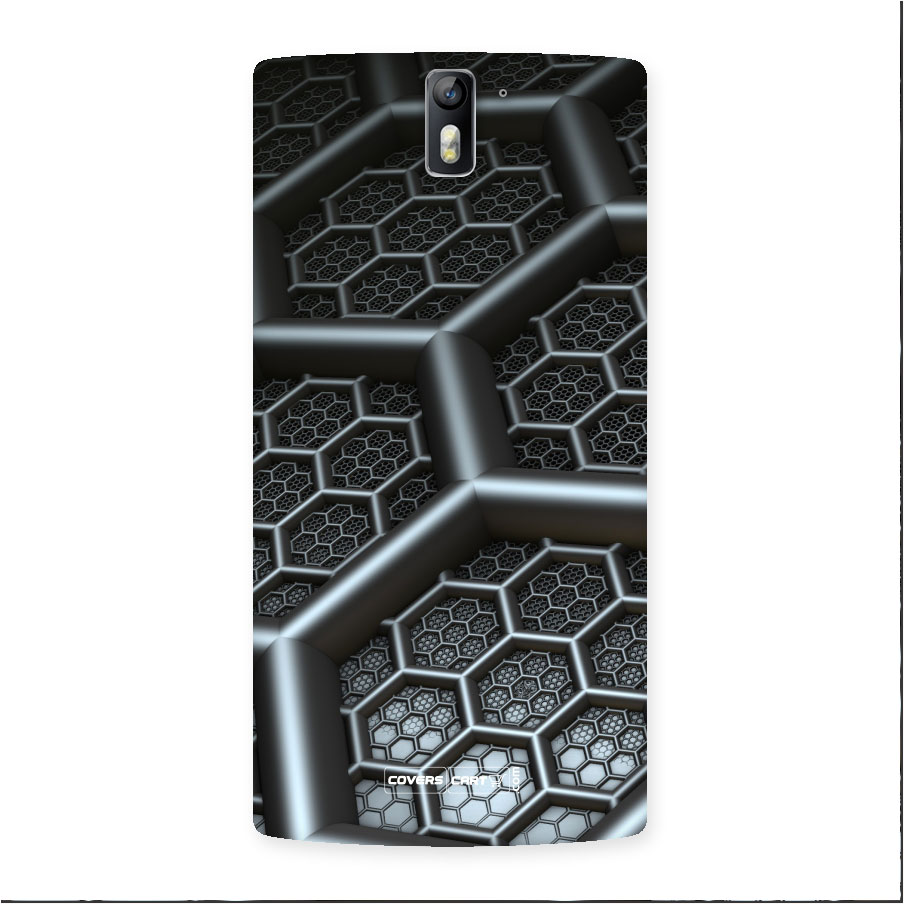 Hexa Black Abstract Back Case for Oneplus One