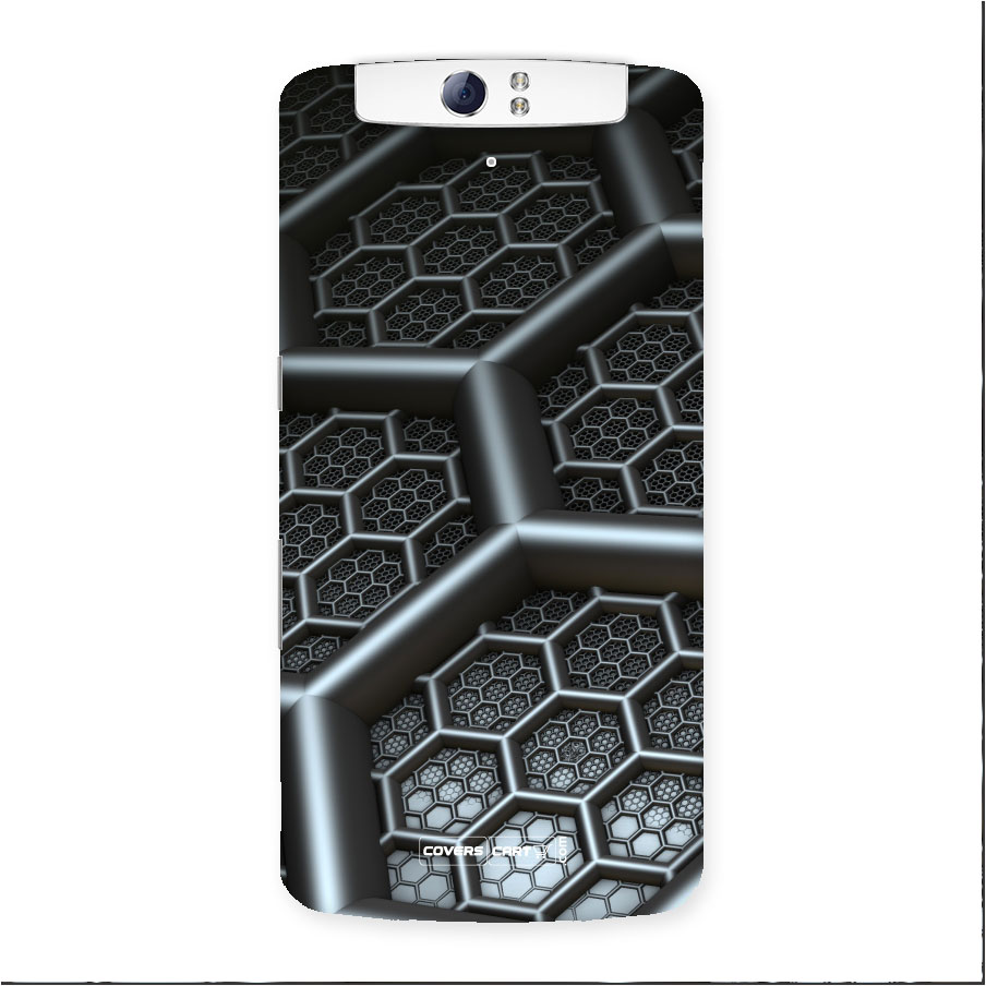 Hexa Black Abstract Back Case for Oppo N1