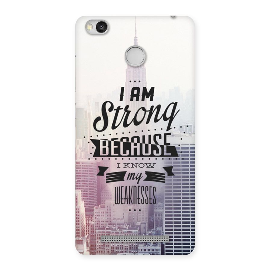 I am Strong Back Case for Redmi 3S Prime