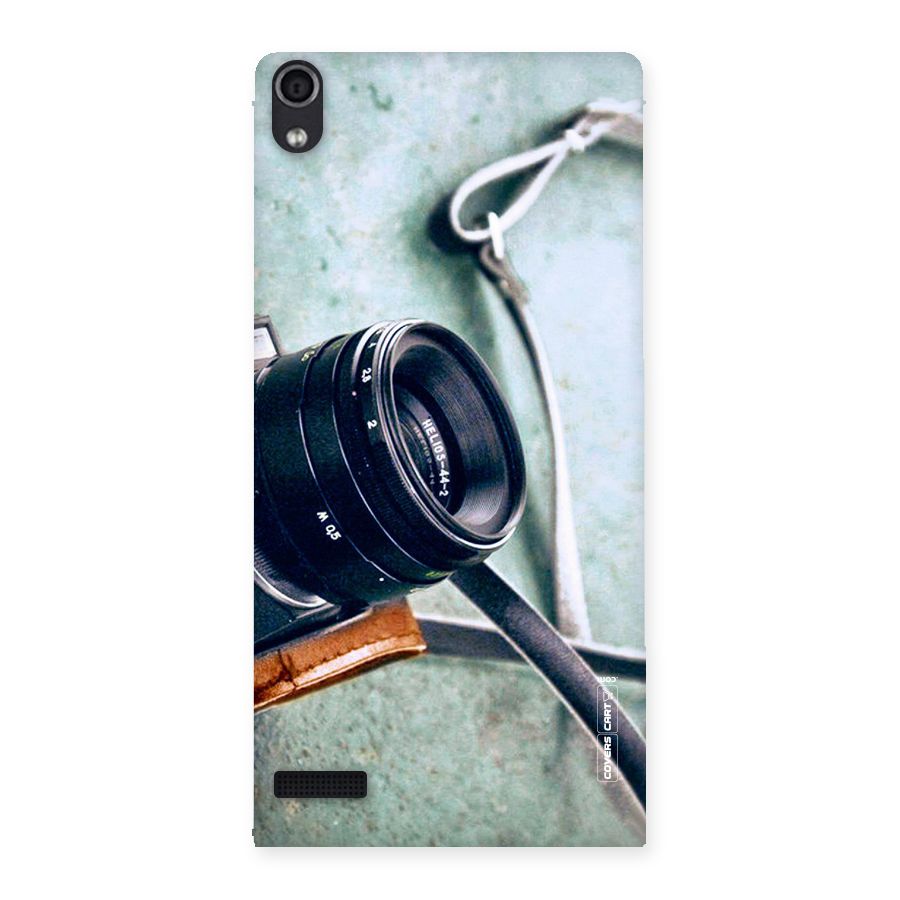 Leather Camera Lens Back Case for Ascend P6
