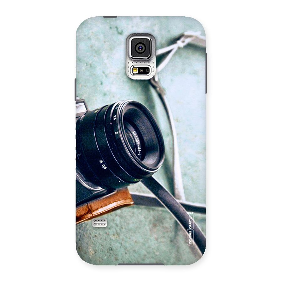 Leather Camera Lens Back Case for Samsung Galaxy S5