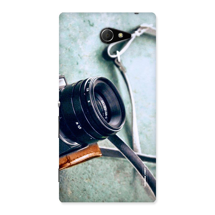 Leather Camera Lens Back Case for Sony Xperia M2