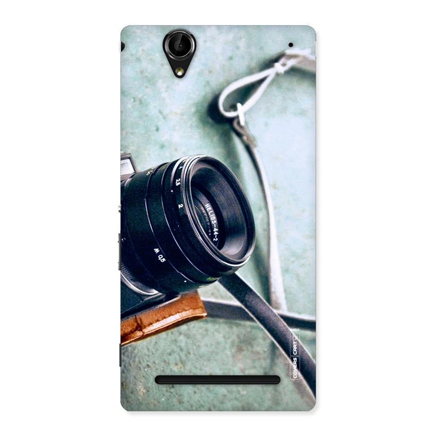 Leather Camera Lens Back Case for Sony Xperia T2
