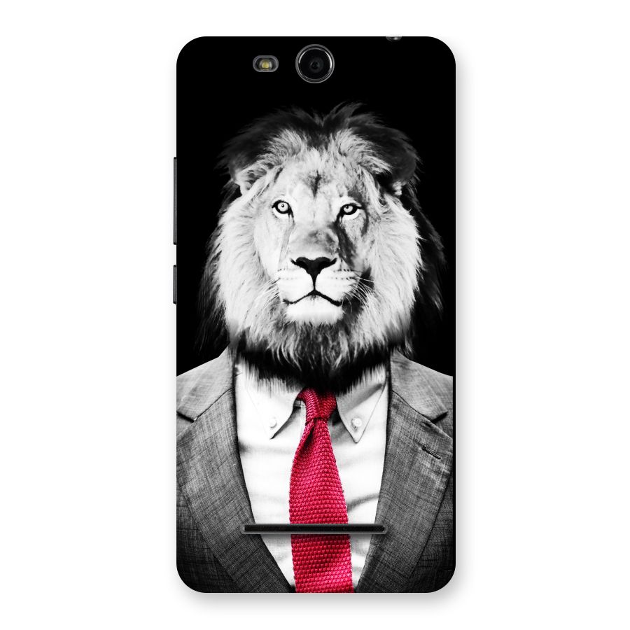 Lion with Red Tie Back Case for Micromax Canvas Juice 3 Q392