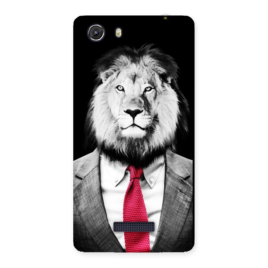 Lion with Red Tie Back Case for Micromax Unite 3