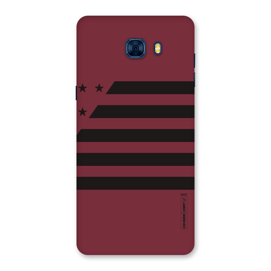 Maroon Star Striped Back Case for Galaxy C7 Pro