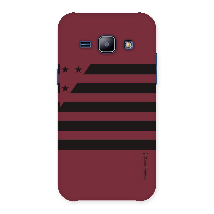 Maroon Star Striped Back Case for Galaxy J1