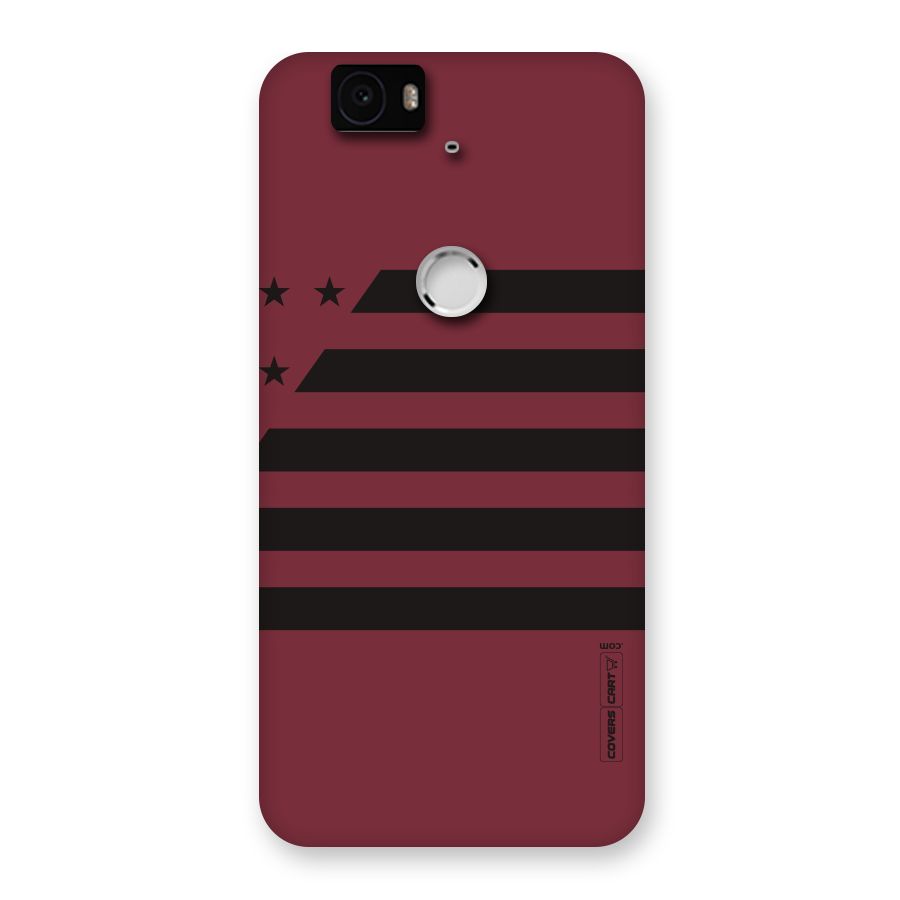 Maroon Star Striped Back Case for Google Nexus-6P