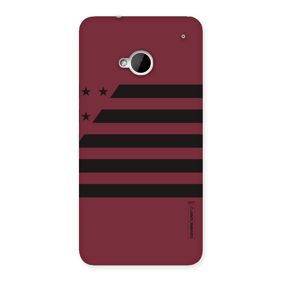 Maroon Star Striped Back Case for HTC One M7