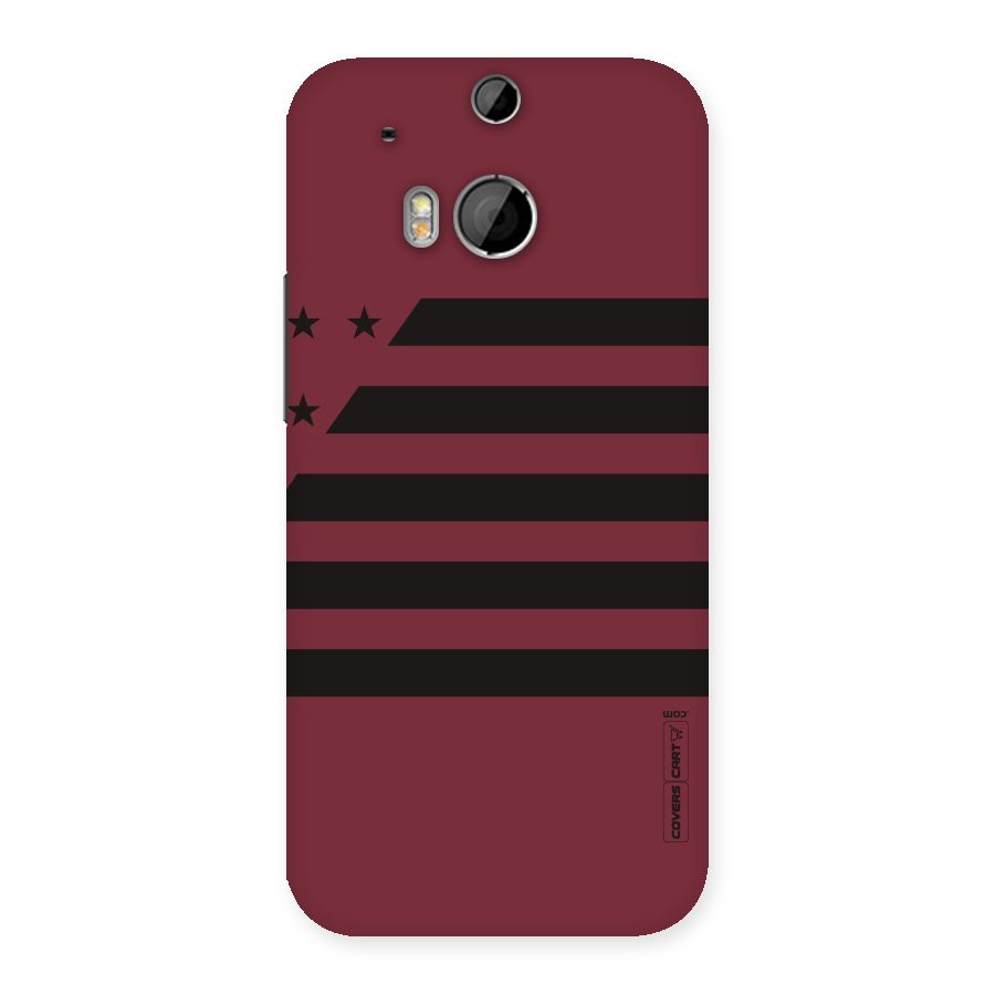 Maroon Star Striped Back Case for HTC One M8