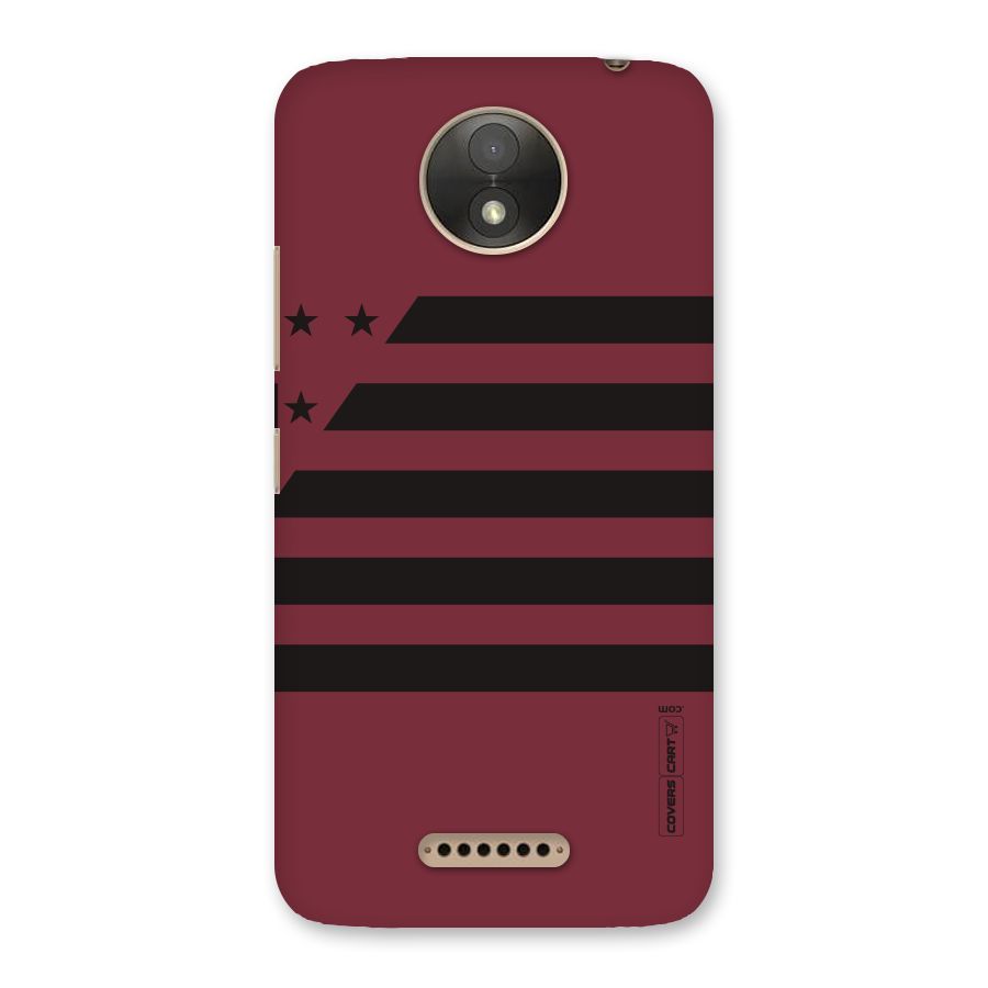 Maroon Star Striped Back Case for Moto C Plus
