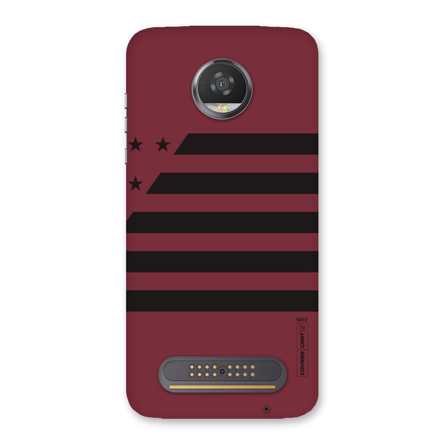 Maroon Star Striped Back Case for Moto Z2 Play