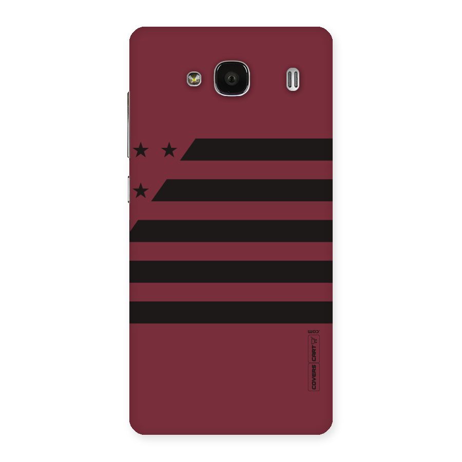 Maroon Star Striped Back Case for Redmi 2 Prime