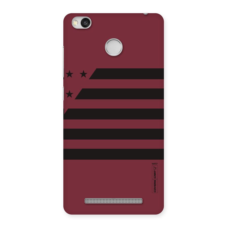Maroon Star Striped Back Case for Redmi 3S Prime