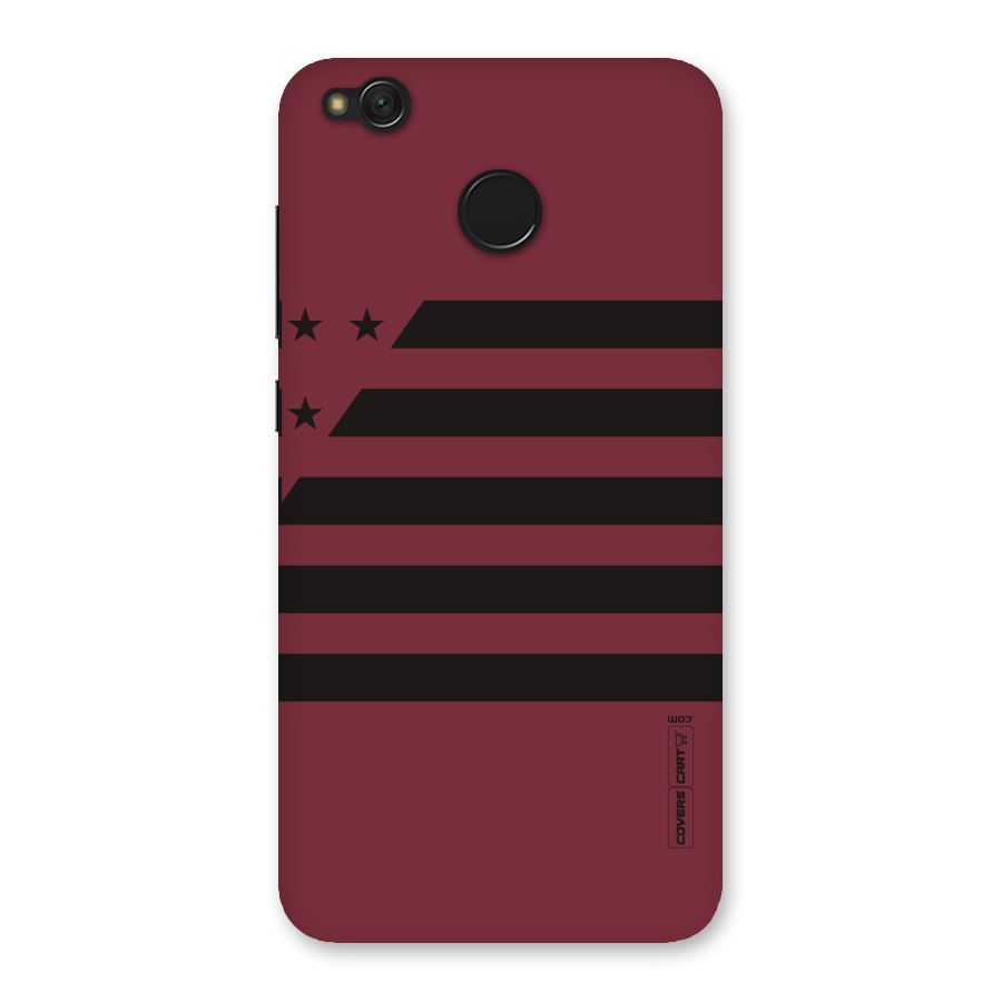 Maroon Star Striped Back Case for Redmi 4