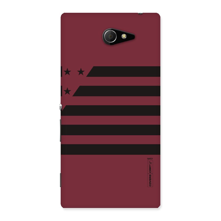 Maroon Star Striped Back Case for Sony Xperia M2