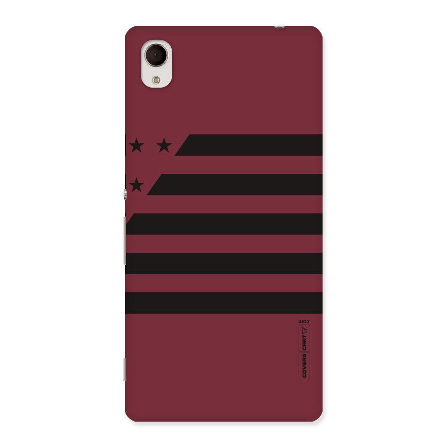 Maroon Star Striped Back Case for Sony Xperia M4