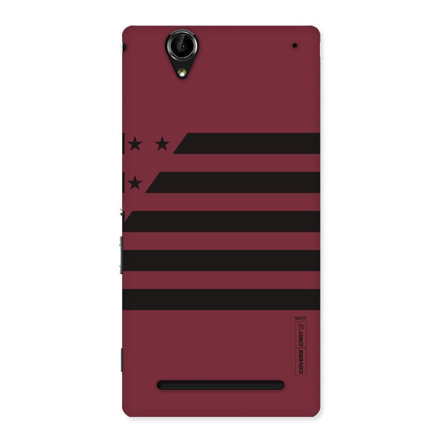 Maroon Star Striped Back Case for Sony Xperia T2