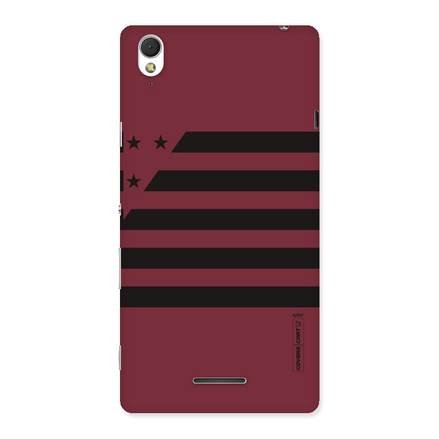 Maroon Star Striped Back Case for Sony Xperia T3