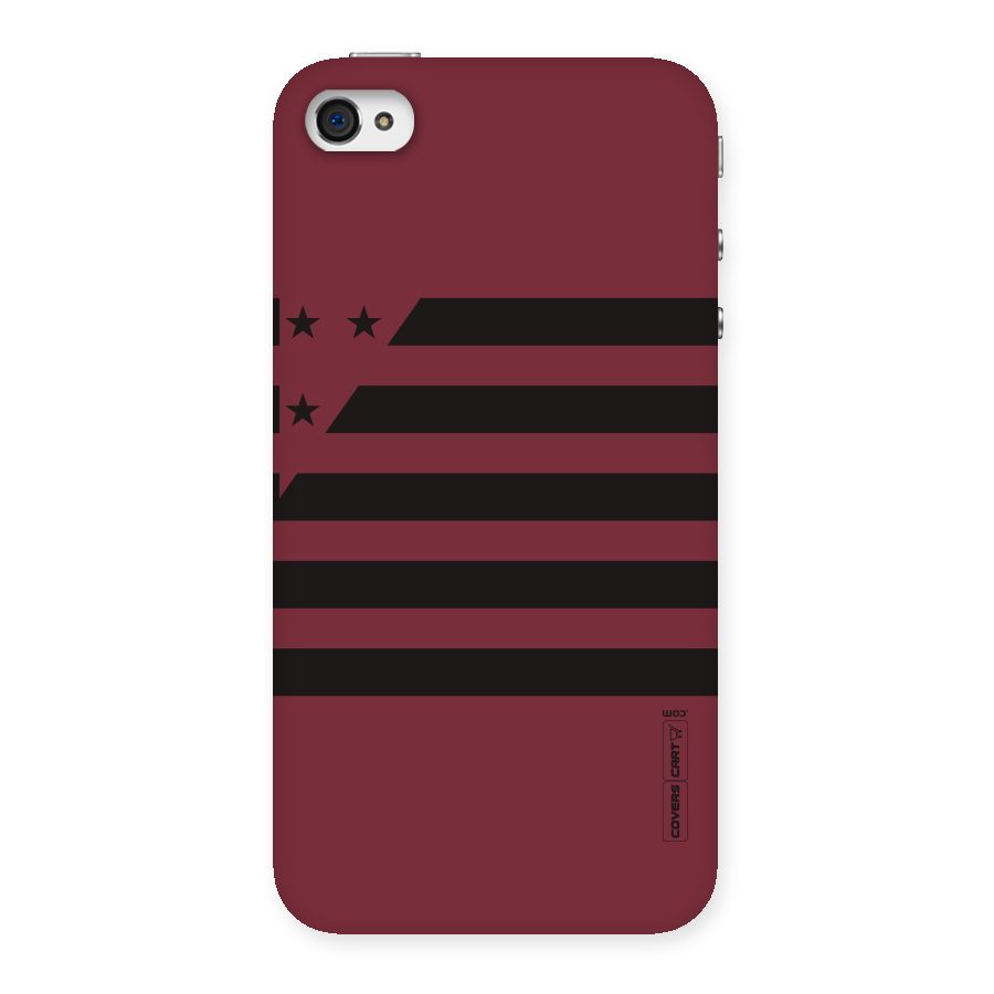 Maroon Star Striped Back Case for iPhone 4 4s