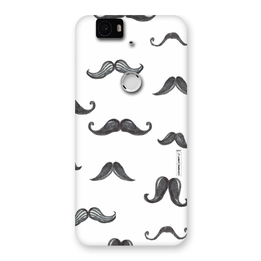 Moustache Pattern (Black) Back Case for Google Nexus-6P