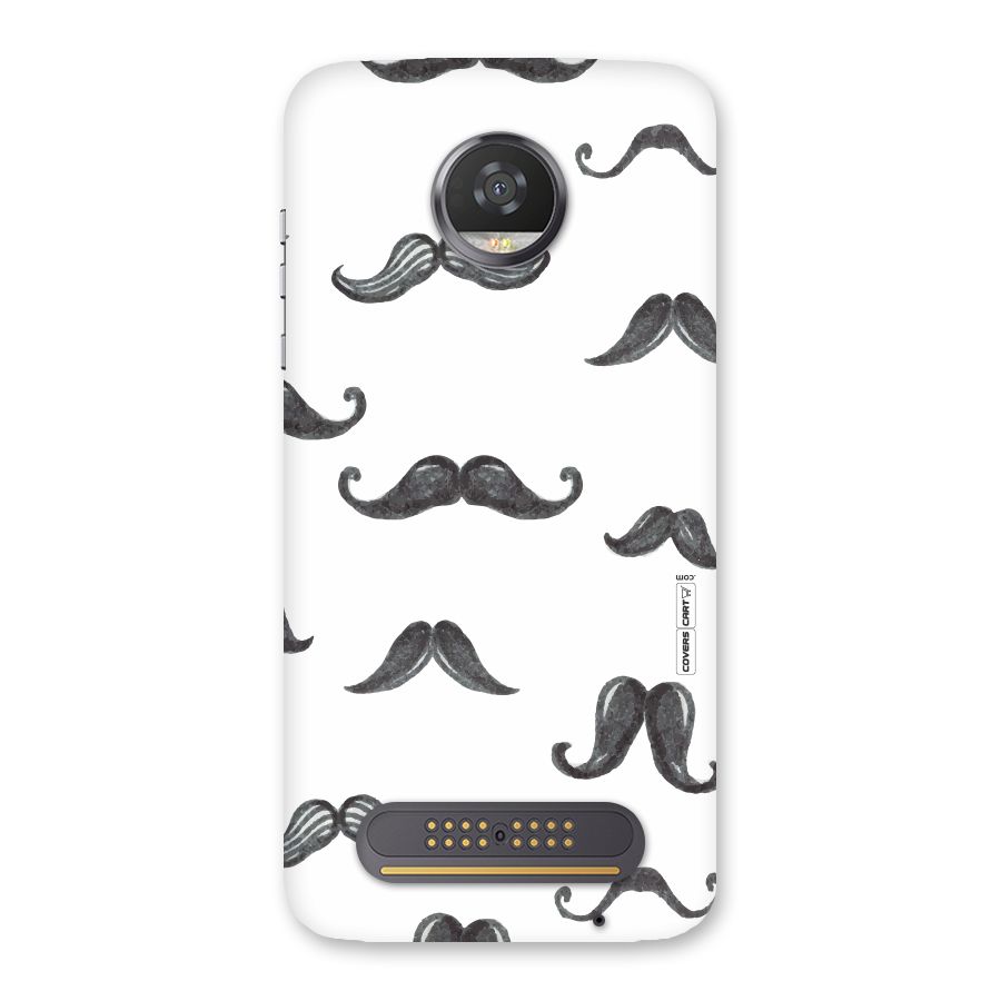 Moustache Pattern (Black) Back Case for Moto Z2 Play