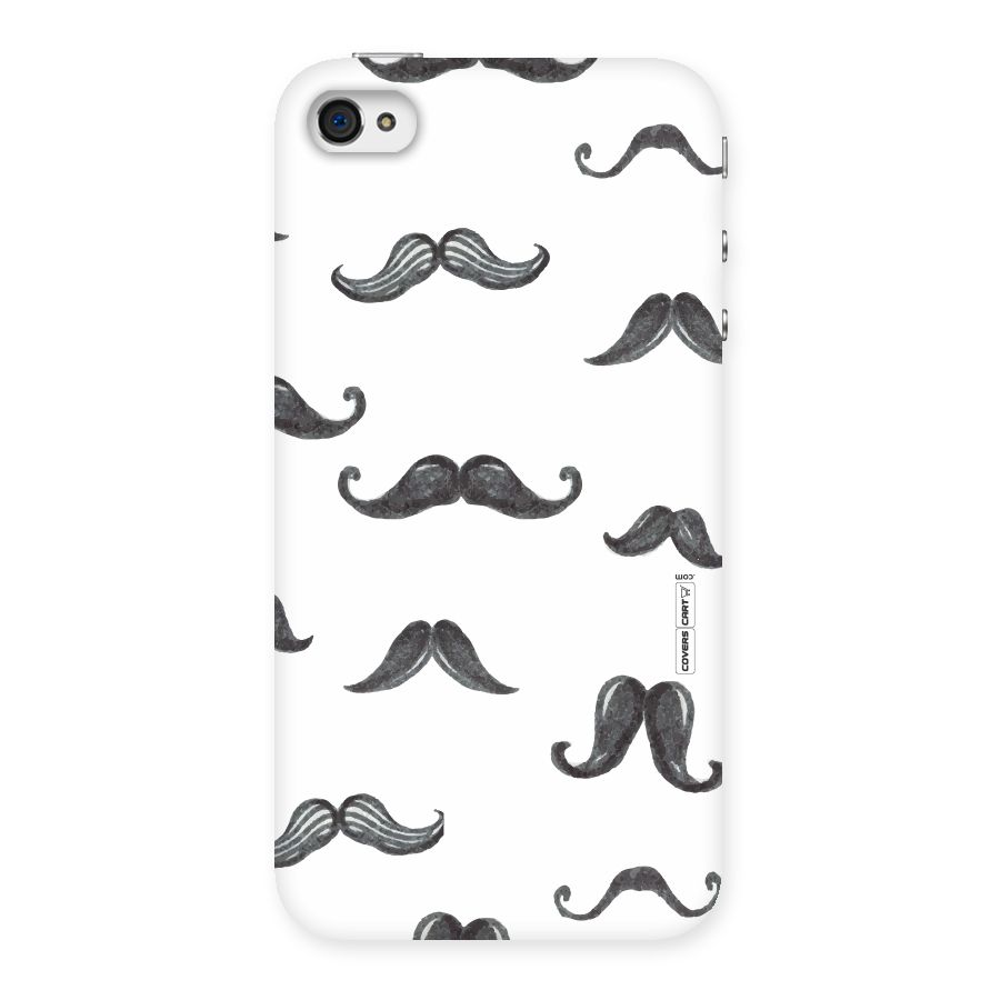 Moustache Pattern (Black) Back Case for iPhone 4 4s