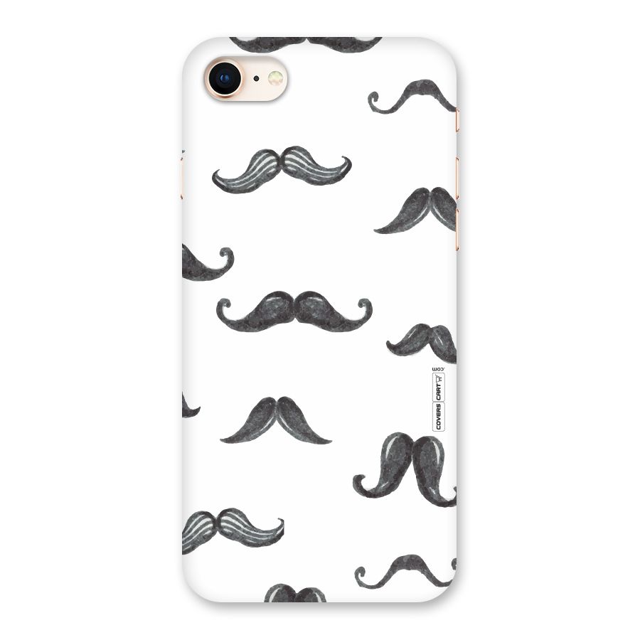 Moustache Pattern (Black) Back Case for iPhone 8