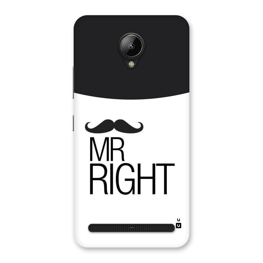 Mr. Right Moustache Back Case for Lenovo C2
