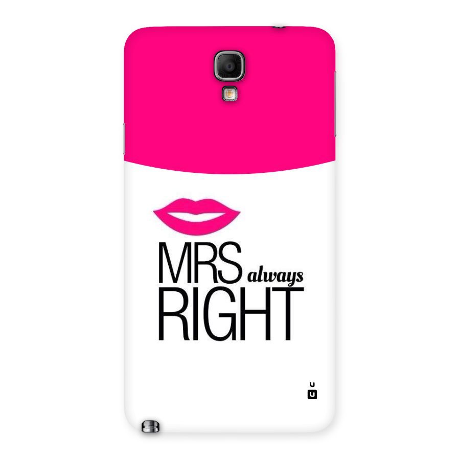 Mrs always right Back Case for Galaxy Note 3 Neo