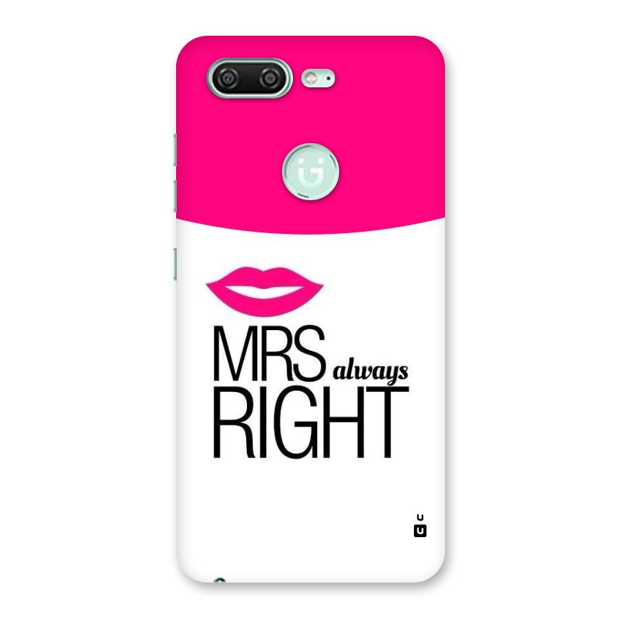 Mrs always right Back Case for Gionee S10