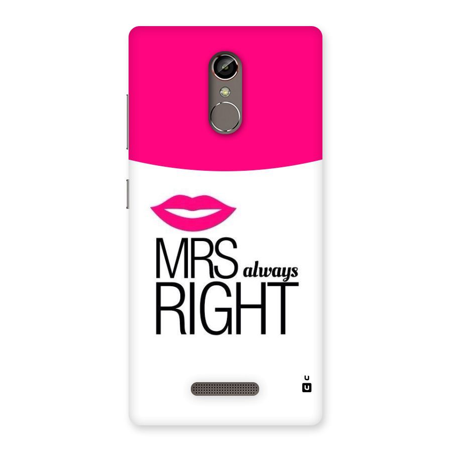 Mrs always right Back Case for Gionee S6s