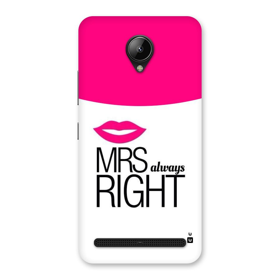 Mrs always right Back Case for Lenovo C2